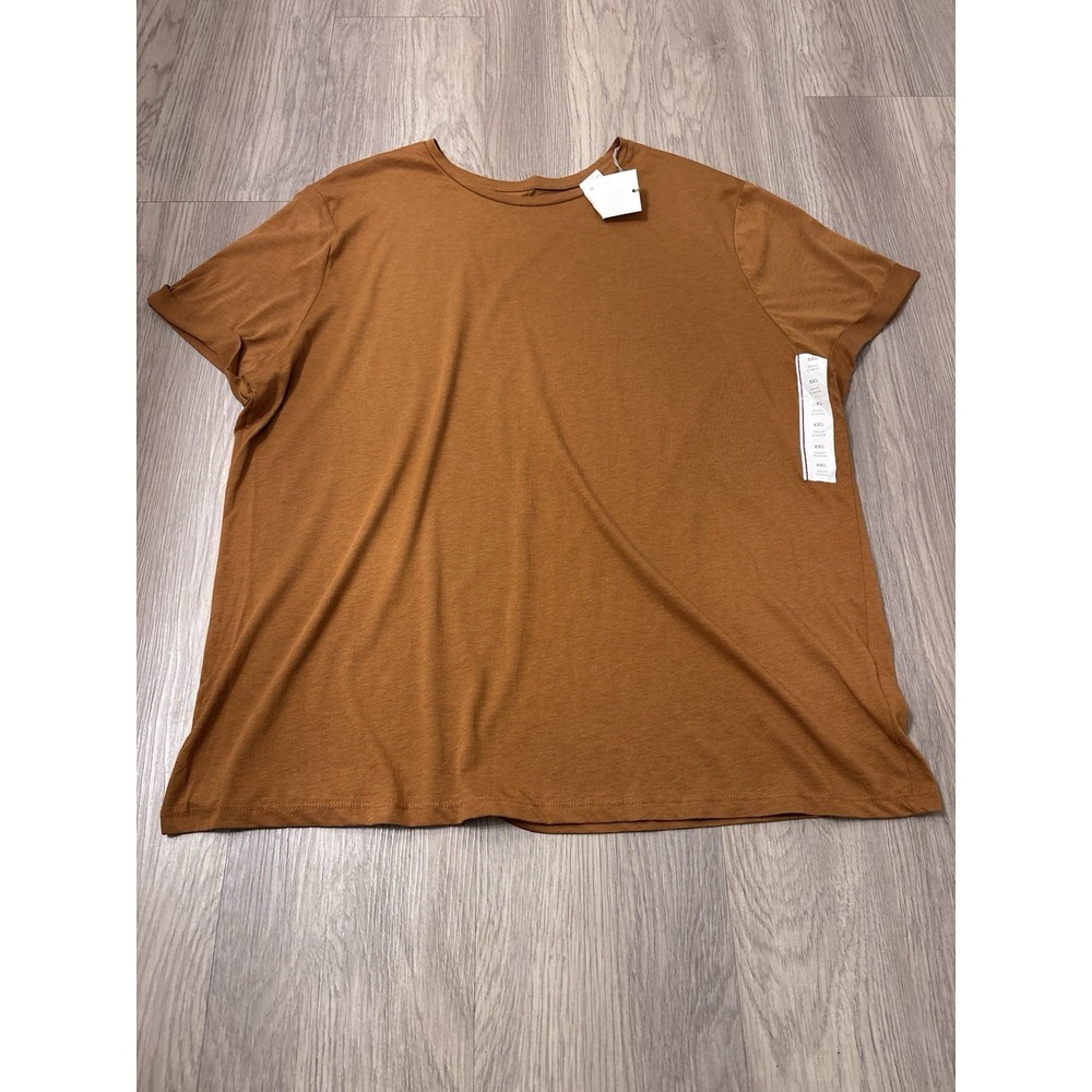 A New Day Short Sleeve T-Shirt Womens Rust Brown Cotton Blend Tee Top 2XL  NWT